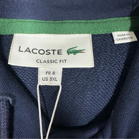 Lacoste Mens 3XL FR 8 Navy Blue Croc Logo 1927 Hoodie Sweatshirt Pullover NWT - Picture 11 of 11